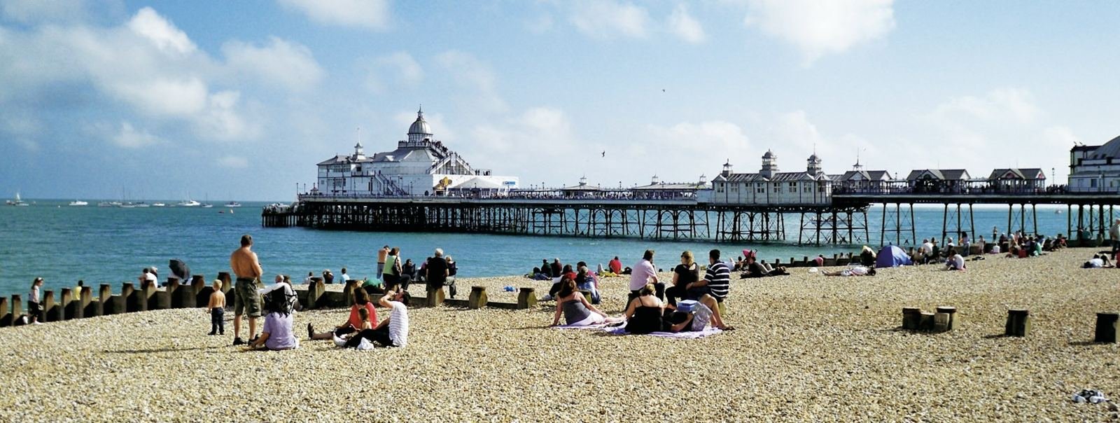 Eastbourne Pier from the beach on a sunny day